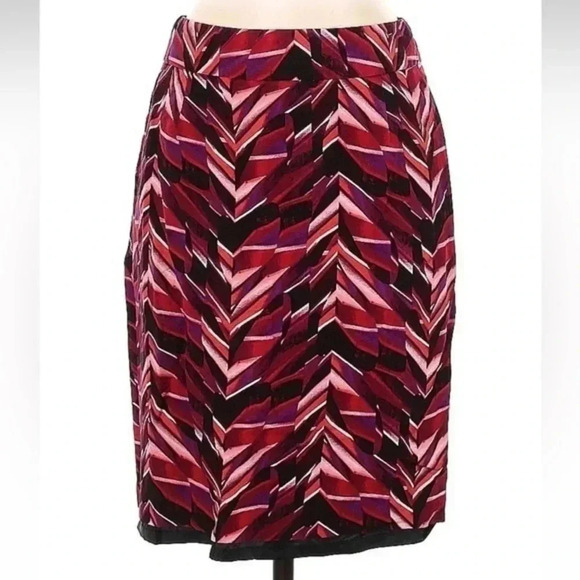Calvin Klein Red Pink Chevron Herringbone Linen Blend Pencil Skirt Size 4 - Picture 1 of 2